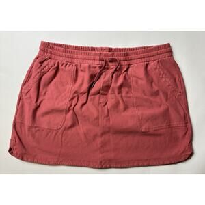 Athleta Farallon Skirt Womens 2X 39.5" Red Drawstring Pockets Cotton Casual